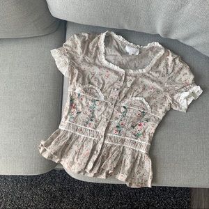 🧚🏼‍♀️FairyFair embroidery ruffle fringe top